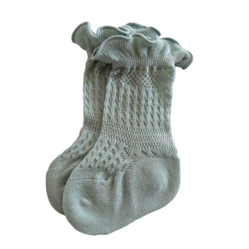 Ruffle Knit Socks, Light Green