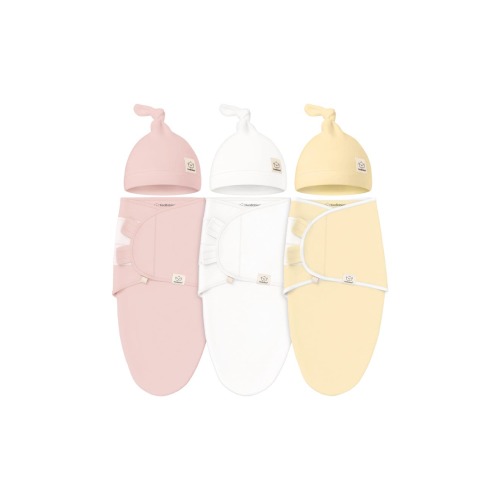 3-Pack Soothe Swaddle Wraps with Knot Hats, Medium