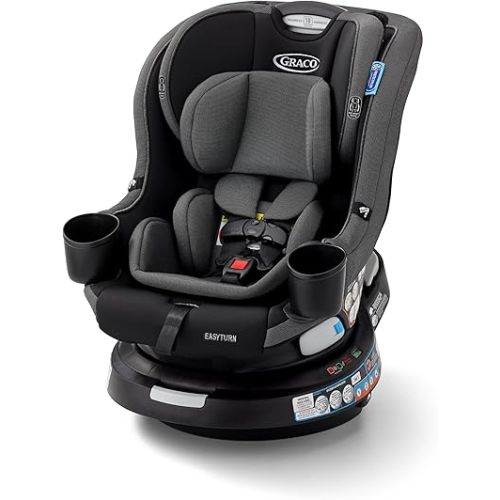 Graco EasyTurn 360 2-in-1 Convertible Car Seat, 360 Degree Rotating Infant to Toddler Rotating Car Seat, 2 Modes Forward and Rear Facing, Slim Design, Cyran