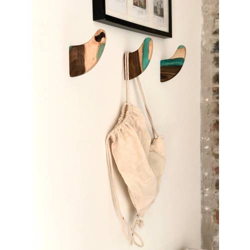 Wooden Resin Wall Hooks, Wood Coat Rack, Mudroom Wood Wall Hangers For Accessories, Backpack Minimalist Home Decor epixidharz surf board
