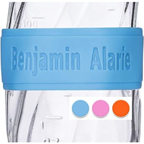 Custom Baby Bottle Labels for Daycare Blue Pink or Orange 4 Pack Sippy Cup Labels Personalized Bands