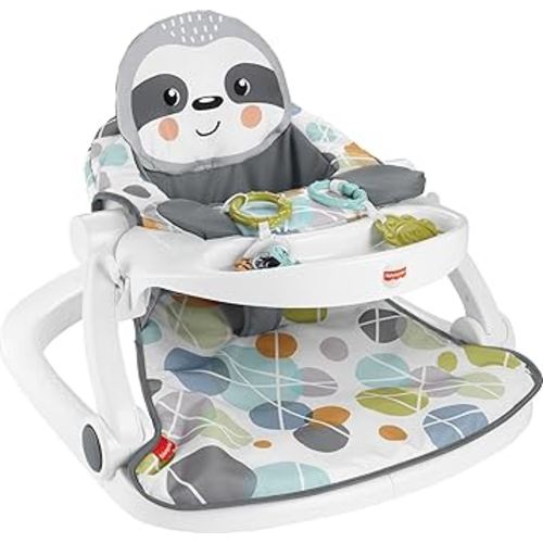 Fisher-Price Portable Baby Chair Sit-Me-Up Floor Seat with Snack Tray, Developmental Toys & Washable Seat Pad, Cute Sloth