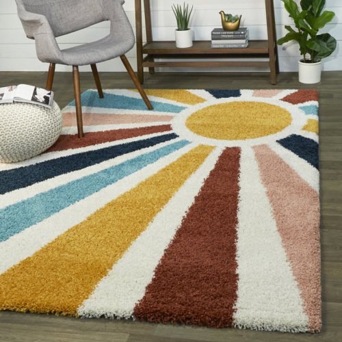 Maust Sunshine Rainbow Shag Rug