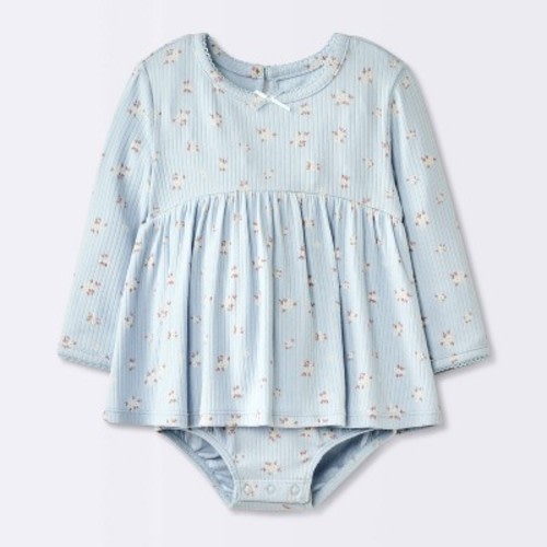 Baby Girls' Floral Skirted Bodysuit - Cloud Island™ Blue 12M
