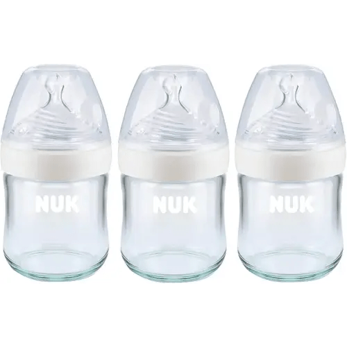 NUK Simply Natural Glass Baby Bottles, 4 oz, 3 Pack