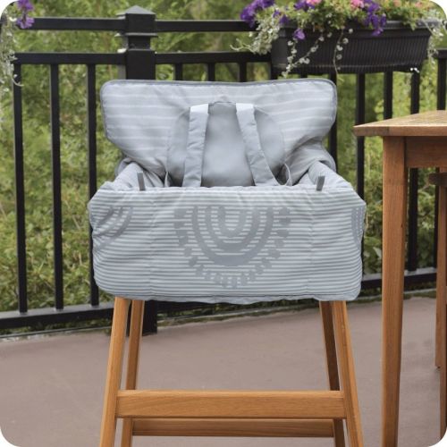 GoldBug Shopping Cart and Highchair Cover for Baby - Universal Fit Cart Cover - Gray Ticking Stripe