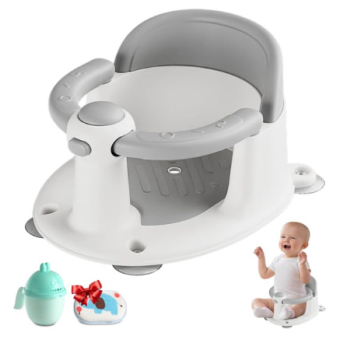 Baby Bath Seat for Babies 6 Months & up, Non-Slip Toddler Bath Seat for Baby & Newborn, Sit Up Bath Seat for Baby,Grey