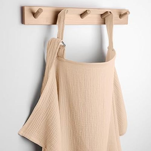 Comfy Cubs Muslin Nursing Cover, Pack of 1, 100% Muslin Breastfeeding Cover - Soft & Breathable Baby Nursing Scarf with Adjustable Neck Strap - Portable, Lightweight & Privacy Coverage - Cream