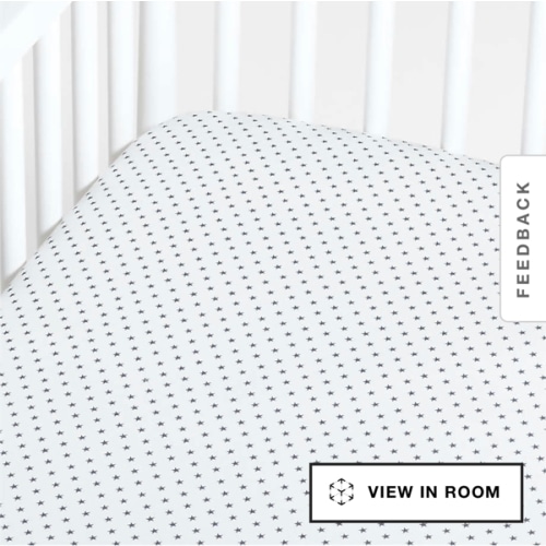 Modern Star Organic Brushed Cotton Black and White Baby Crib Fitted Sheet