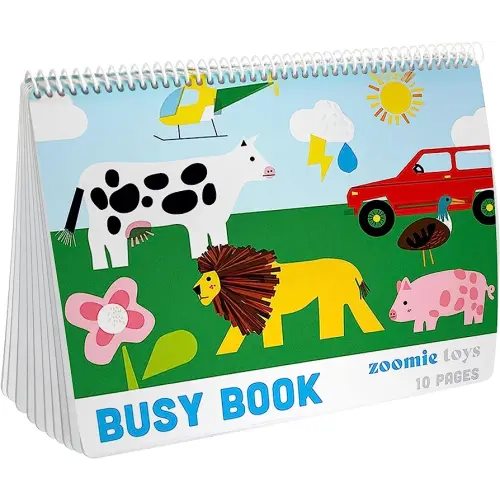 Made in USA - Busy Book for Toddler Toys - Preschool Learning Tools - Kids Books with Toddler Learning Activities - Busy Board for Toddlers - Activities for Kids (10 Pages)