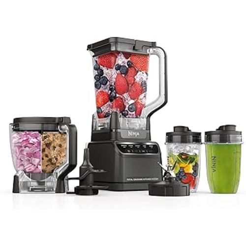 Ninja Blender, Kitchen System for-Smoothie, Frozen, Extract, Chop & Dough, Pitcher, 8-cup Food Processor Bowl, Smoothie Cup, Ninja Total Crushing, 1200 Watt, BPA Free, Dark Grey, BR601AMZ