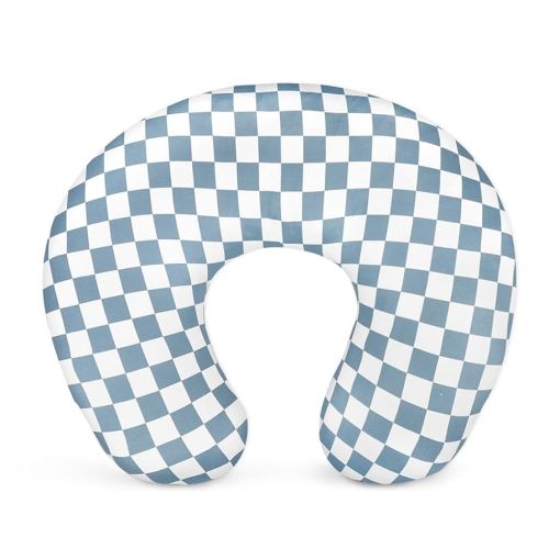 DILIMI Nursing Pillow Cover, Stretchy Removable Case for Breastfeeding Pillows, Ultra Soft Comfortable Slipcover for Baby Girl and Boy, Blue Checkerboard