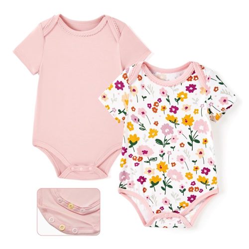 PATPAT Baby Bodysuits Supersoft Bamboo Viscose - Short Sleeve Boys and Girls - Newborn Infant Unisex Clothes Pack