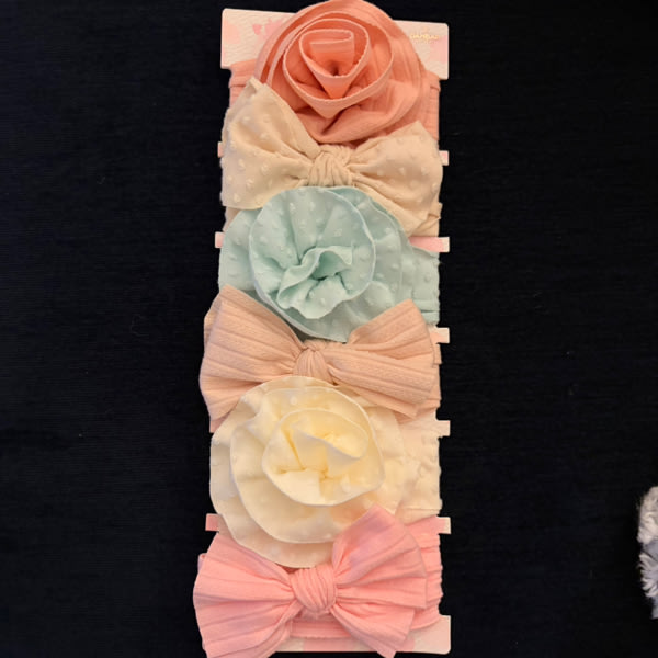 Ava Olivia Baby Headbands 6-Piece Bow Set Infant Girl Soft Stretch Hair Bows