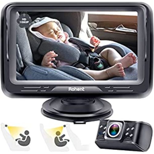 Baby Car Camera HD 1080P Baby Car Mirror 5 Mins Easy Installation Crystal Night Vision Infant Travel Safety Kit Rohent N06