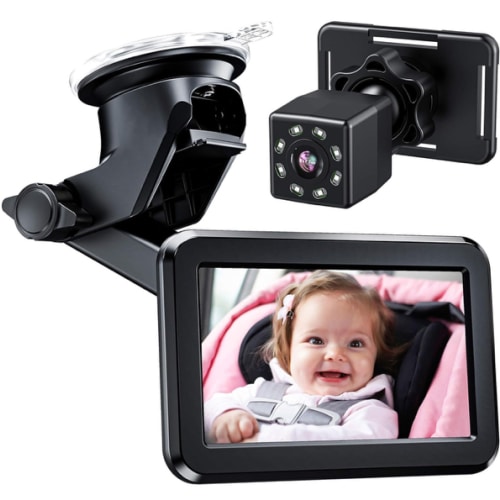 Itomoro Baby Car Mirror, Back Seat Baby Car Camera with HD Night Vision Function Display, Reusable Sucker Bracket, Wide View, 12V Cigarette Lighter, Easily Observe The Baby’s Move
