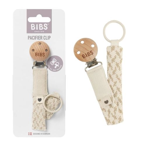 BIBS Braided Pacifier Clip, Fits All BIBS Pacifiers, Dusty Pink/Baby Pink