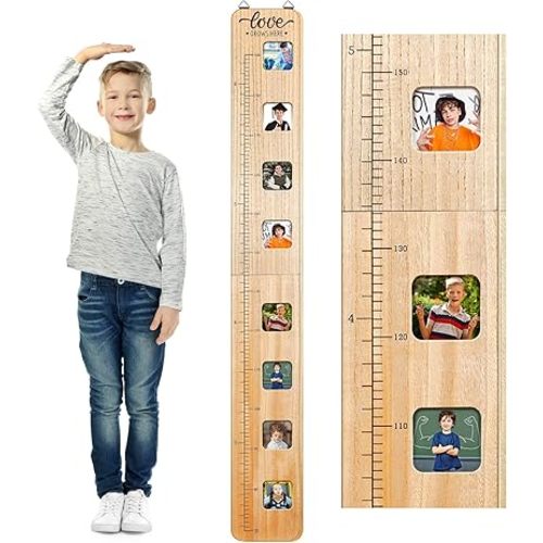 Growth Chart for Wall Height Kids Chart for Wood Growth Chart for Kids with Picture Frames Height Wall Chart Boho Height Measurement Ruler Foldable Measuring Chart Boy Girl Room Decor Keepsake Gift