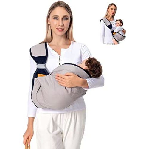Baby Sling Carrier Newborn to Toddler, Lightweight Baby Carrier Sling, Baby Wrap Sling, Baby Hip Seat Carrier for Toddler Sling, Baby Holder Carrier, Nursing Sling, Carrying 7-45 lbs, Grey