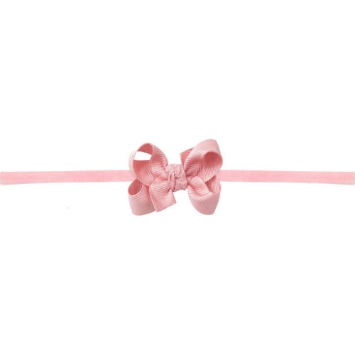 Small Grosgrain Bow on Baby Headband - Pink