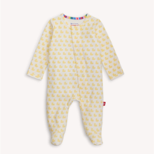 many ducks yellow organic cotton magnetic parent favorite footie – Magnetic Me