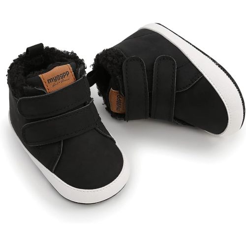 HsdsBebe Baby Ankle Boots Infant Boys Girls Fleece Booties Anti-Slip Rubber Sole Sneakers Toddler Newborn Walking Crib Shoes