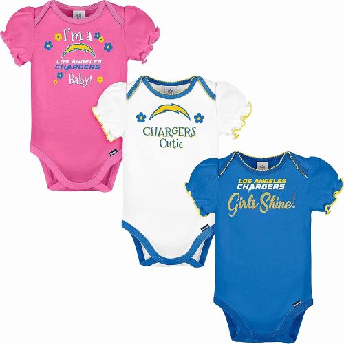 Gerber Baby Girls' NFL Team 3 Pack Short Sleeve Onesie Bodysuit