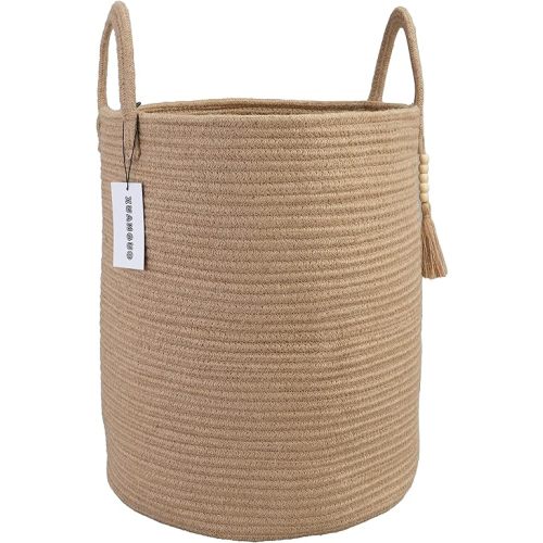 Rope Laundry Basket Laundry Hamper for Clothes Woven Storage Basket for Living Room Bedroom Boho Tall Rope Baskets for Blanket Toys Pillow Towels Baby Nursery Hamper Bin jute