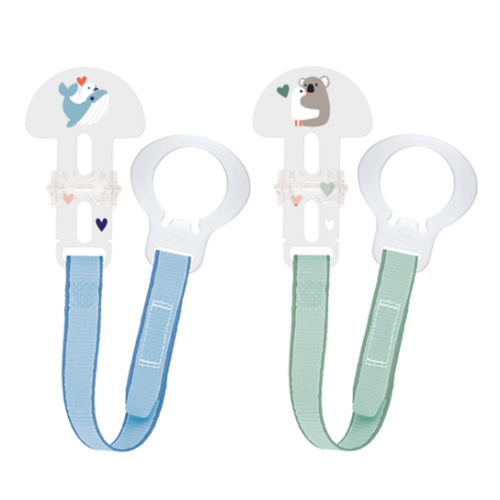 MAM 2 Clips for Pacifiers with Fasteners and Flexible Rings