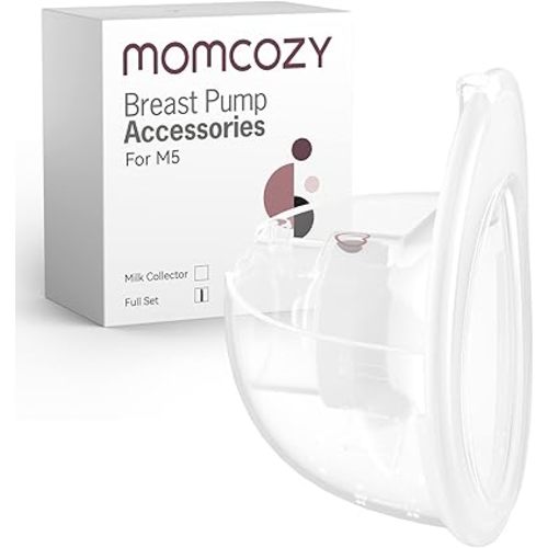 Momcozy Full Set Collector Cup Only Compatible with Momcozy M5 NOT for Others. Original M5 Breast Pump Replacement Accessories (160ml, with Double-Sealed Flange 24mm)