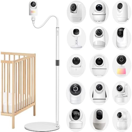 Baby Monitor Floor Stand Holder Mount Compactible with HelloBaby Momcozy. Adjustable Height and Stable Base Adjustable Flexible Baby Cameras Holder