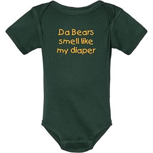 Campus Originals Packers the Bears Smell Like My Diaper Funny Parents Gift Fan Baby Bodysuit