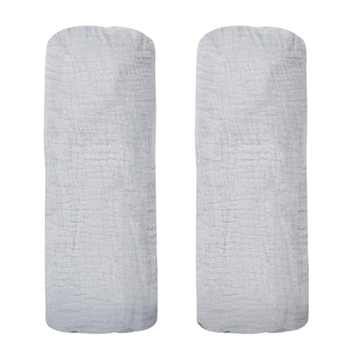 2 Pack Organic Fitted Sheets for Newton Baby Bassinet & Bedside Sleeper - 100% Breathable, Washable, and Skin-Friendly, 19" x 35", Grey