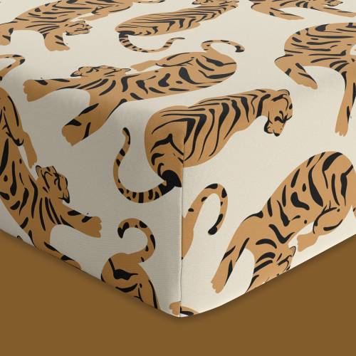 Neutral Tiger Crib Sheet For Jungle Safari Theme, Baby Nursery Tiger, Tropical Crib Sheet, Lion Tiger Baby Nursery, Animal Print Crib Sheet