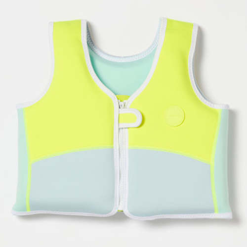 Swim Vest 1-2 | Salty the Shark Aqua Neon Yellow
