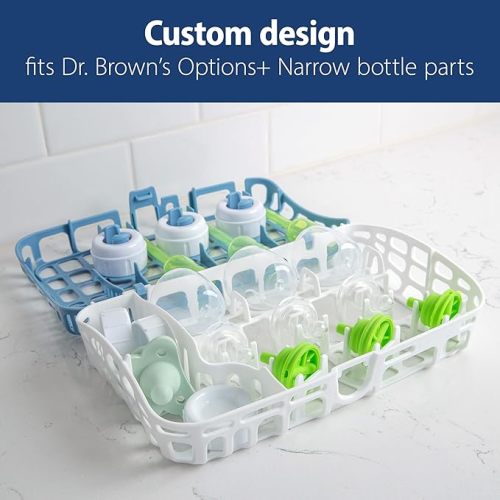 Dr. Brown's Dishwasher Basket for Small Baby Bottle Parts, Pacifiers, and Accessories, Clean, Store and Organize Newborn Essentials, BPA free,(Colors May Vary)