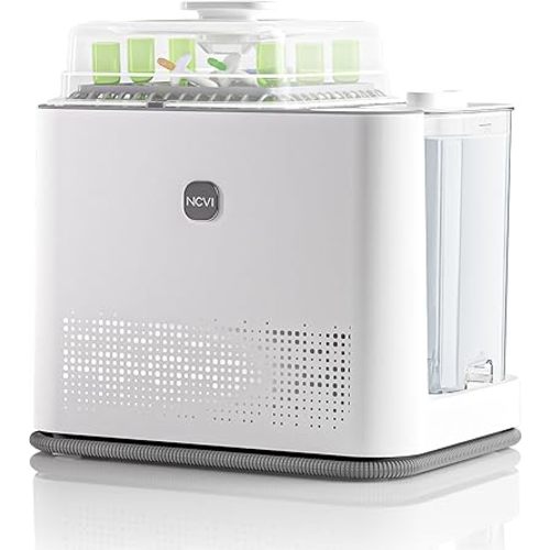 NCVI Baby Bottle Washer Sterilizer and Dryer Pro, Holds 6 Bottles & Pump Parts, Large Steam Sanitizer Cleaning Machine for All Bottles, 4 in 1(Wash|Sterilize|Dry|Storage), 19/29min Washing time