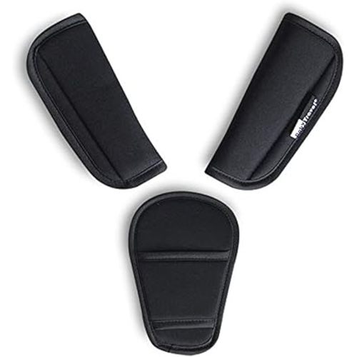 3 Pieces Baby Stroller Car Seat Strap Covers and Crotch Pad Combo Black, Soft Strap Covers Universal for Newborns Infants Kids Child