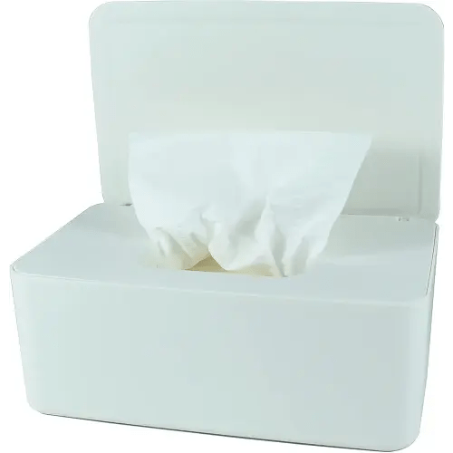 Diaper Wipes Dispenser, Baby Wipes Case, Baby Wipe Holder Keeps Diaper Wipes Fresh, Wipe Container with Non-Slip Feet (White)