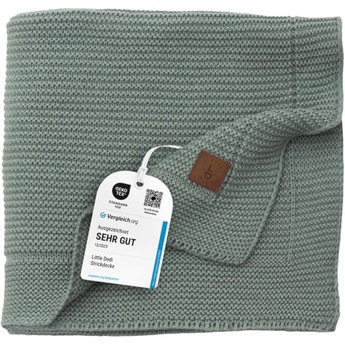 Little Dedi Alina Soft Knit Baby Blanket 30x40 in, Green – Oeko-Tex Certified, Breathable Swaddle & Receiving Blanket for Newborns, Crib & Stroller, Machine Washable