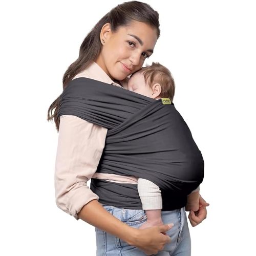 Boba Baby Wrap Carrier - Stretch Organic Cotton Newborn Sling, Dark Grey