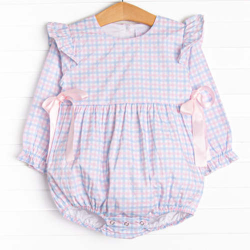 Willa Side Tie Bubble, Pink and Blue Plaid – Stitchy Fish