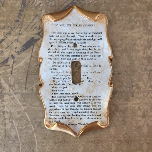 Peter Pan Tinkerbell Decoupage Book Page Light Switch Cover