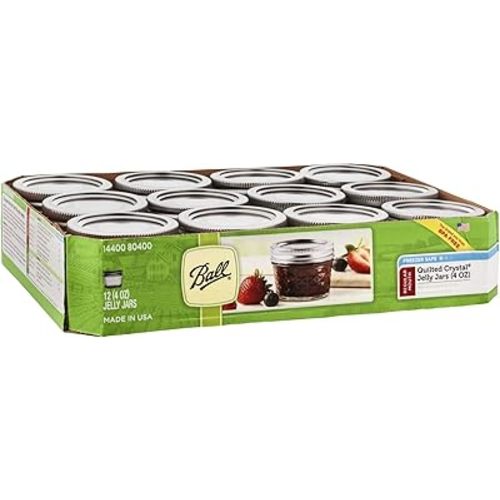 Ball Mason 4oz Quilted Jelly Jars with Lids and Bands, Set of 12
