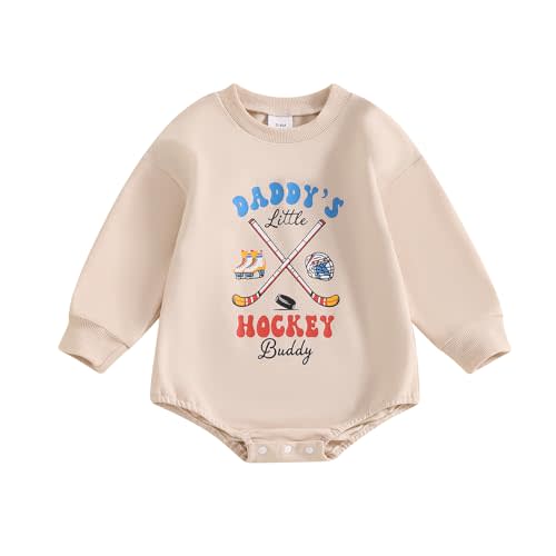 Newborn Hockey Outfit Baby Boy Girl My First Hockey Season Bubble Romper Long Sleeve Jumpsuit Infant Winter Clothes