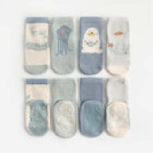 New- Into The Sea- Blue- Extra Warm- 4 Pairs of Stay-On Baby & Toddler Non-Slip Socks