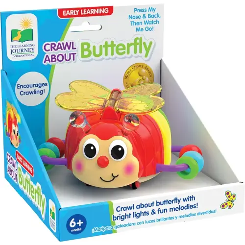 Amazon.com: The Learning Journey Early Learning – Crawl About Butterfly Musical Crawling Aid – Baby Toys & Gifts for Boys & Girls Ages 6+ Months, Multi : Toys & Games