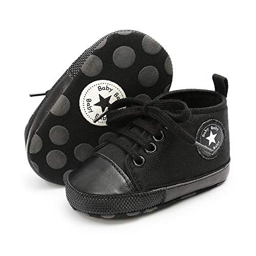 KIDSUN Unisex Baby Boy Girl Canvas Sneaker Soft Sole Infant Lace up Newborn Ankle Toddler First Walkers Crib Shoes