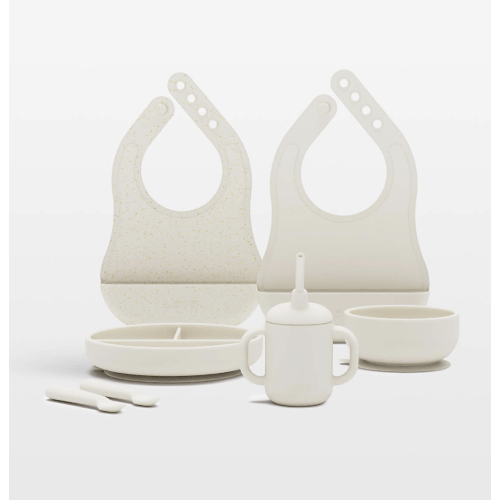 Lalo Oatmeal White First Bite Full Baby Feeding Set