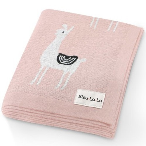 100% Luxury Cotton Knit Swaddle Receiving Blanket for Newborns and Infant Boys and Girls, Color: Llama - pink